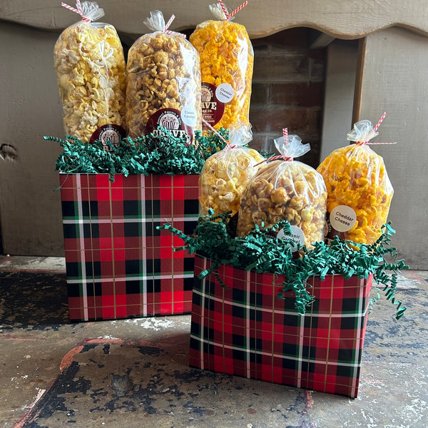 Christmas Plaid Popcorn Tin Collection