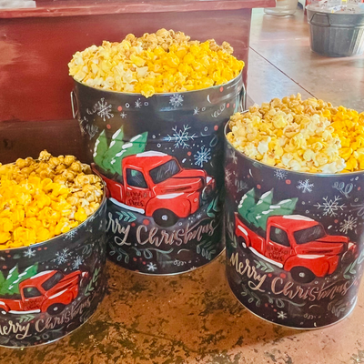 Christmas Tree Truck Popcorn Tin